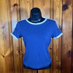 Heart & Hips M Navy Blue Ringer Tee Y2K Casual